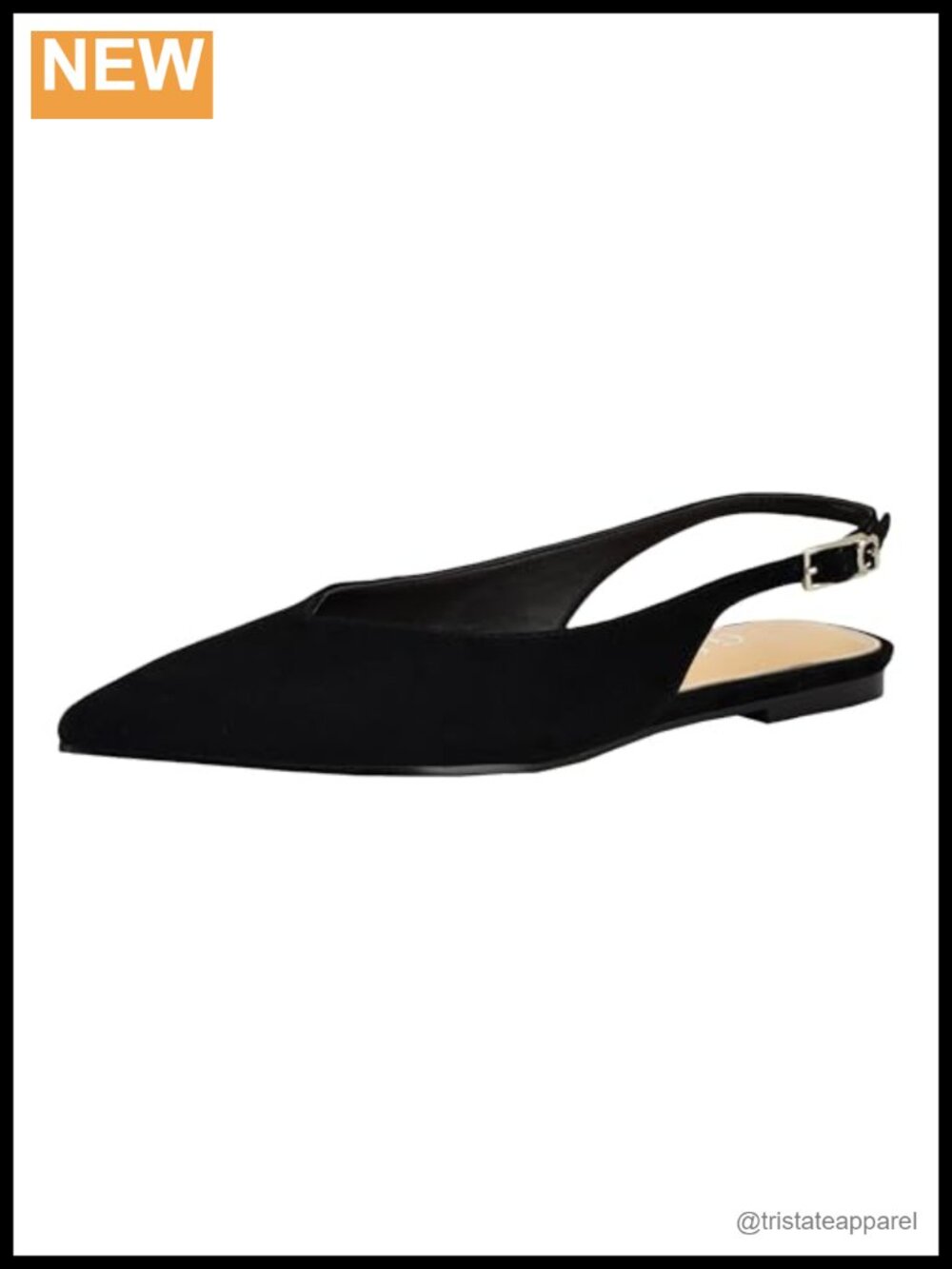 Slingback Pointed Toe Suede Flats Adjustable Buckle Dressy Everyday